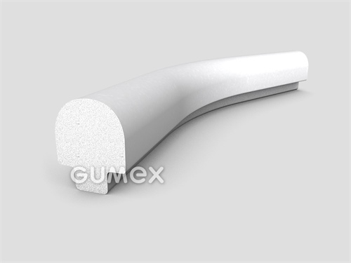 Silikonový mikroprofil tvaru hříbek, 27x21/10mm, hustota 450kg/m3, -60°C/+200°C, bílý